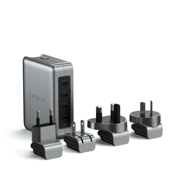 Satechi GaN Travel Charger, 145W GaN USB C Charger with 4 Ports, 2X USB C PD 3.1 and 2X USB C PD 3.0, Fast Charging Travel Station for Apple, Windows and Most USB C Devices