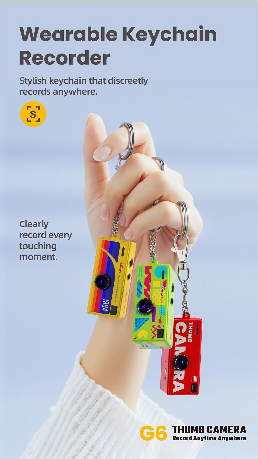 G6 Thumb Mini Digital Camera, Small Action Camera for Kids Students, Pocket Camera for Photo Video, 1080P HD Anti-Shake Portable, Birthday Gift for Girls Outdoor Travel