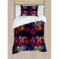 thumbnail image 3 of Halloween Duvet Cover Set, Mexican Sugar Skulls Digital Polygonal Geometric All Saint Day Display, Decorative 3 Piece Bedding Set with 2 Pillow Shams, King Size, Multicolor, by Ambesonne, 3 of 3