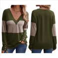 thumbnail image 3 of Blusas Elegantes e Informales para Mujer, con Bloques de Color, de Larga y Cuello en V, para Otoño. Verde M, 3 of 6