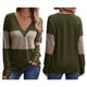 thumbnail image 3 of Blusas Elegantes e Informales para Mujer, con Bloques de Color, de Larga y Cuello en V, para Otoño. Verde L, 3 of 6