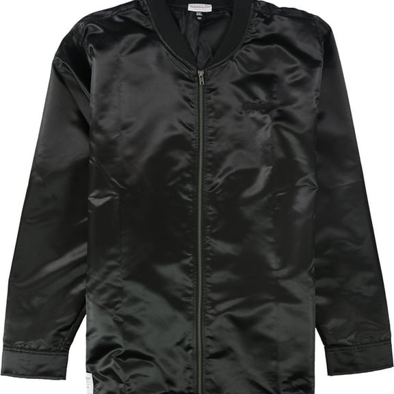 Mitchell & Ness Mens Branded Satin Sport Coat, Black, Large