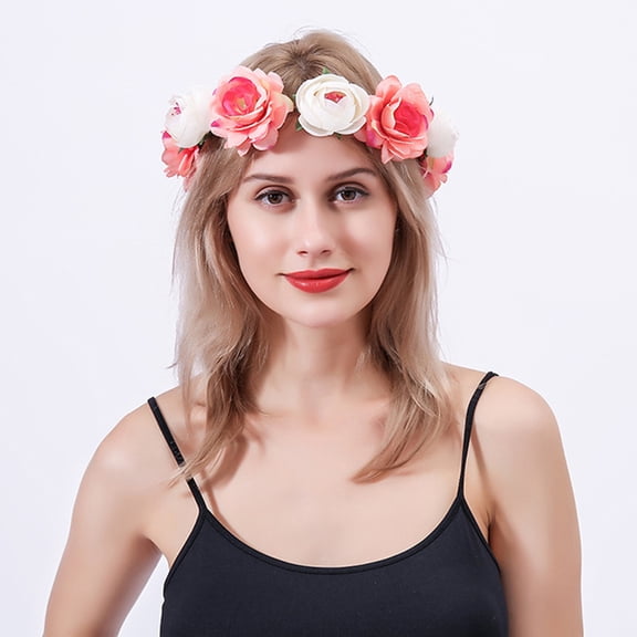 Rose Garland Seaside Photo Garland Hairband Headwear Floral Hair Clip Barrettes for Women Girls