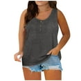 thumbnail image 2 of Qwertyu Plus Size Tank Tops for Women with Button Casual Loose Summer Tunic Tops Sleeveless Basic Tops Dark Gray 3X, 2 of 6