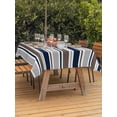 thumbnail image 3 of Outdoor Tablecloth with Umbrella Hole for Patio/Picnic/Party/Camping, Grey Navy Blue Striped Waterproof Table Cloth Rectangle Table Cover Washable, Farmhouse Stripes Modern Abstract Art (60"x 102"), 3 of 8