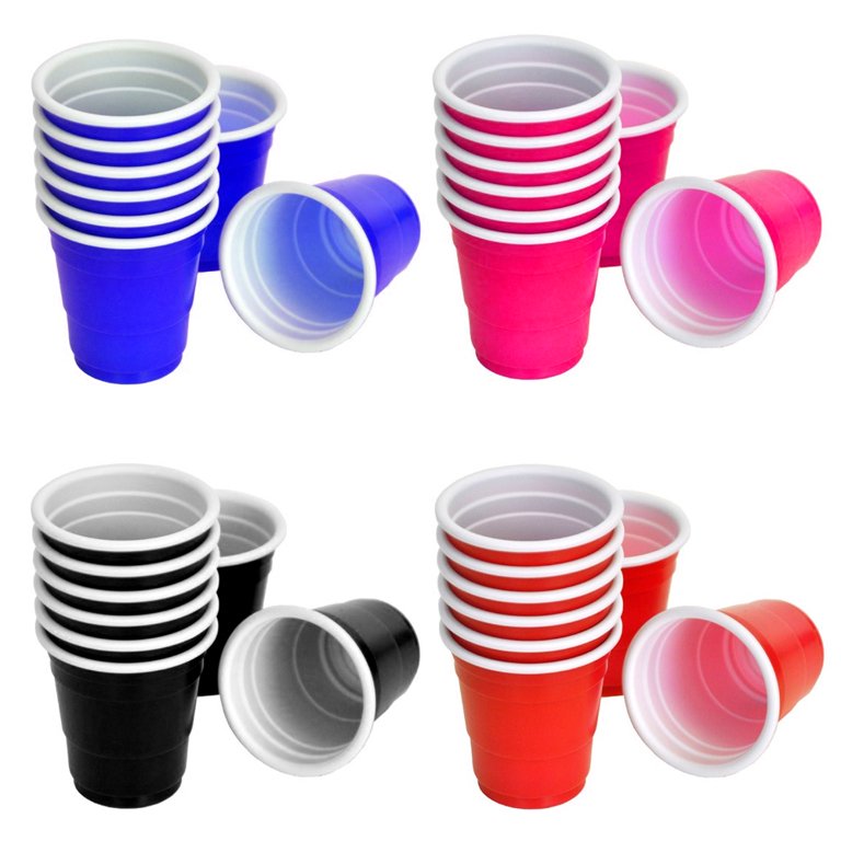 (40) Mini Red Plastic Solo Cups 2oz Plastic Shot Glasses Disposable Cup Jello Shots, Perfect Size for Serving Condiments Snacks Samples Tastings Beer