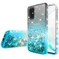thumbnail image 3 of Compatible for Samsung Galaxy S20 Plus Case, with [Tempered Glass Screen Protector] SOGA Diamond Liquid Quicksand Cover Cute Girl Women Phone Case - Clear / Teal, 3 of 5