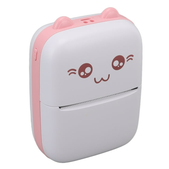 Mini impresora térmica portátil que ayuda a aprender muchos puntos de conocimiento Mini impresora de bolsillo para útiles escolares Blanco Rosa
