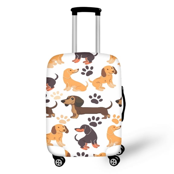 HELLHERO Polyester Spandex Travel Suitcase Protector for Airport Washable Anti-aging Dustproof, Dachshund Paws