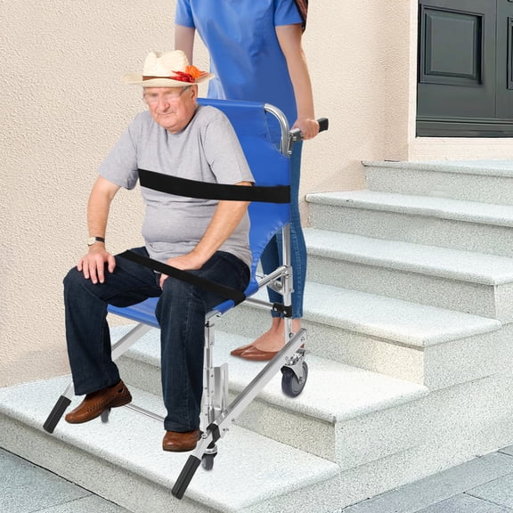 EMS Stair Chair Medical Emergency Evacuation Lifting Climbing Wheelchair w/Belt