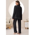 thumbnail image 4 of HEARTNICE Women Pajama Sets, Button Up Long Sleeve knit Sleepwear Soft Lounge Pjs,(Black,M), 4 of 4