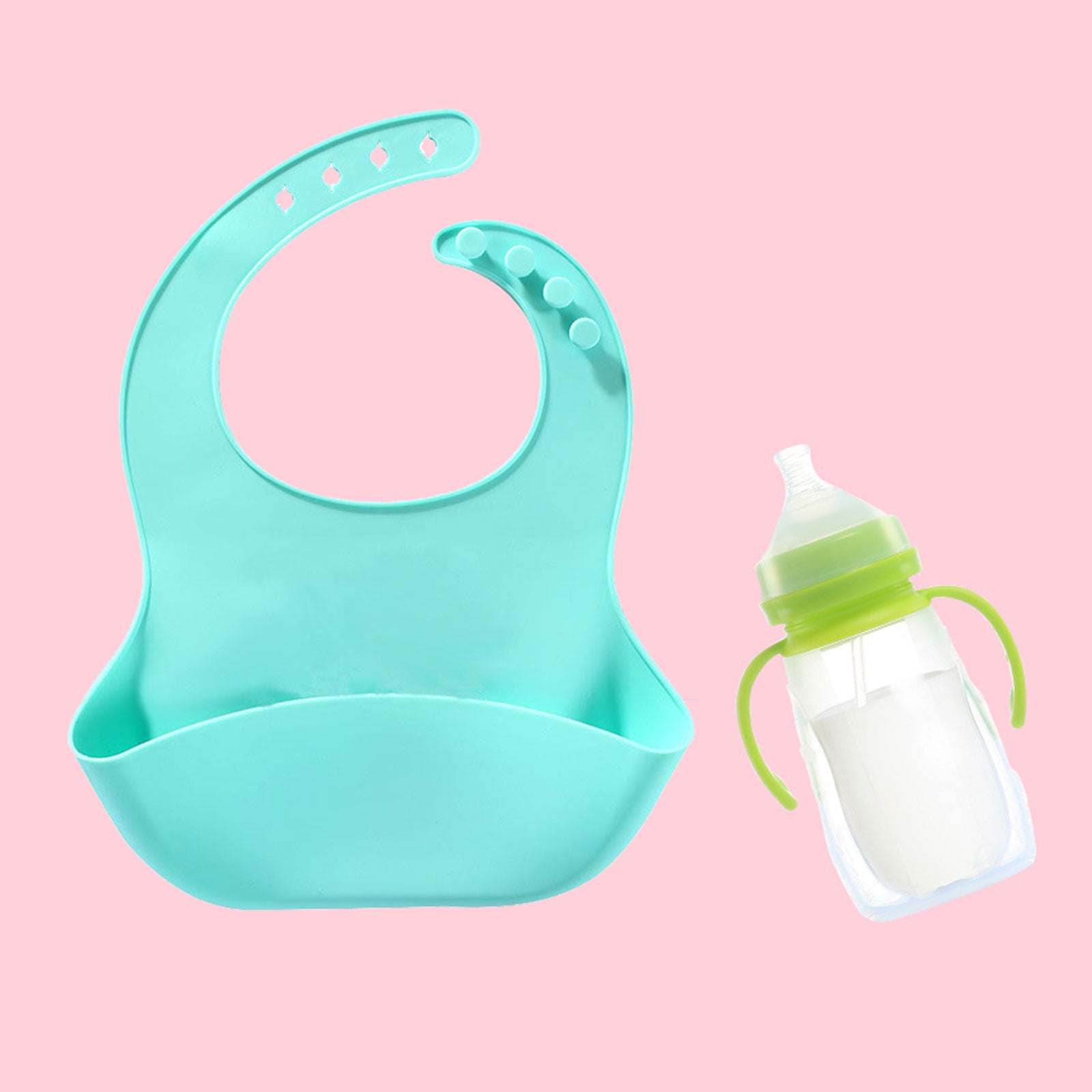 Waterproof Soft Silicone Baby Feeding Bib Food Catcher Pocket Value 2 Pack 