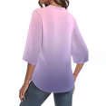 thumbnail image 4 of hxobax Womens Gradient Tunic Tops Split 3/4 Length Sleeve Tshirts Henley V Neck Shirts Summer Blouse, 4 of 7