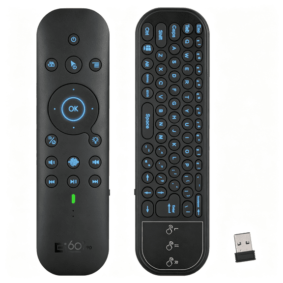 XIBUFE Bluetooth Voice Remote with Keyboard, Air Mouse, Backlit, Rechargeable, 2.4G Wifi/Bt5.0 Dual Mode, Ir Learning-Compatible with Shield, Pc, Projector, Android Tv Box, Htpc(G60S Pro)