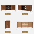 thumbnail image 2 of Wirrytor Mid Century Modern TV Stand with Storage Cabinet, 65 inch Low TV Console Table, Rattan TV Stand with Doors, Rustic Walnut TV Entertainment Stand with Shelves for Bedroom/Living Room, 2 of 8