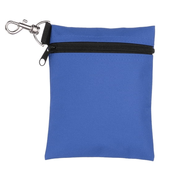 Uxcell Golf Tee Pouch 5.5" x 6.7" Professional Zipper Golf Tee Bag with Metal Lobster Claw Clip Blue