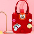 thumbnail image 6 of Traveling Bag Small Fur Ball Nylon Shopping Bag Cute Fashion Cartoon Doll Felt Tote Bag Women Handbag Candy Bag Storage Basket PINK, 6 of 8