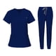 thumbnail image 5 of Los uniformes del oficio de enfermera friegan los trajes determinados del trabajo de los pantalones del basculador de las tapas con cuello en V para la atención sanitaria Azul Yuyangstore  Uniforme de enfermera, 5 of 8