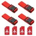thumbnail image 1 of Unique Bargains Luggage Strap with Luggage Tag and Loop 78'x2', 4 Set Adjustable Suitcase Belt, Red, 1 of 7