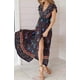 thumbnail image 3 of Vestido largo bohemio con estampado floral, cuello en V, manga corta, abertura para fiesta en la playa para mujer, 3 of 8