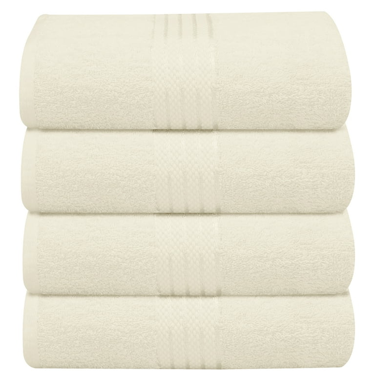  RUVANTI Bath Towels 4 Pcs (27x54 Inch, Cream) 100% Cotton Extra  Large Bathroom Towel Set. Super Soft, Highly Absorbent, Quick Dry,  Lightweight & Washable Luxury Towels for Bathroom, Home, Spa, Hotel. 