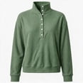 thumbnail image 3 of cocolona Stand Collar Sweatshirts for Women Button Down Long Sleeve Pullover Sweatshirts Loose Casual Solid Color Fall Tops, 3 of 7