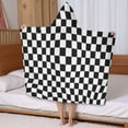thumbnail image 5 of Black and White Checkered Pattern Hooded Bath Towel，50"x30" for Ages 3 To 12 Kids, Quick Dry Lightweight Soft Microfiber Hood Beach Towel Cover Up for Kids, 5 of 7