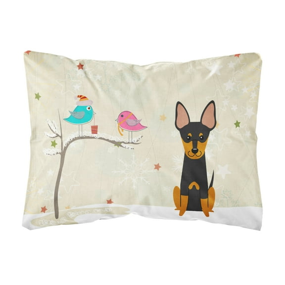 Carolines Treasures BB2581PW1216 Christmas Presents between Friends English Toy Terrier Canvas Fabric Decorative Pillow,