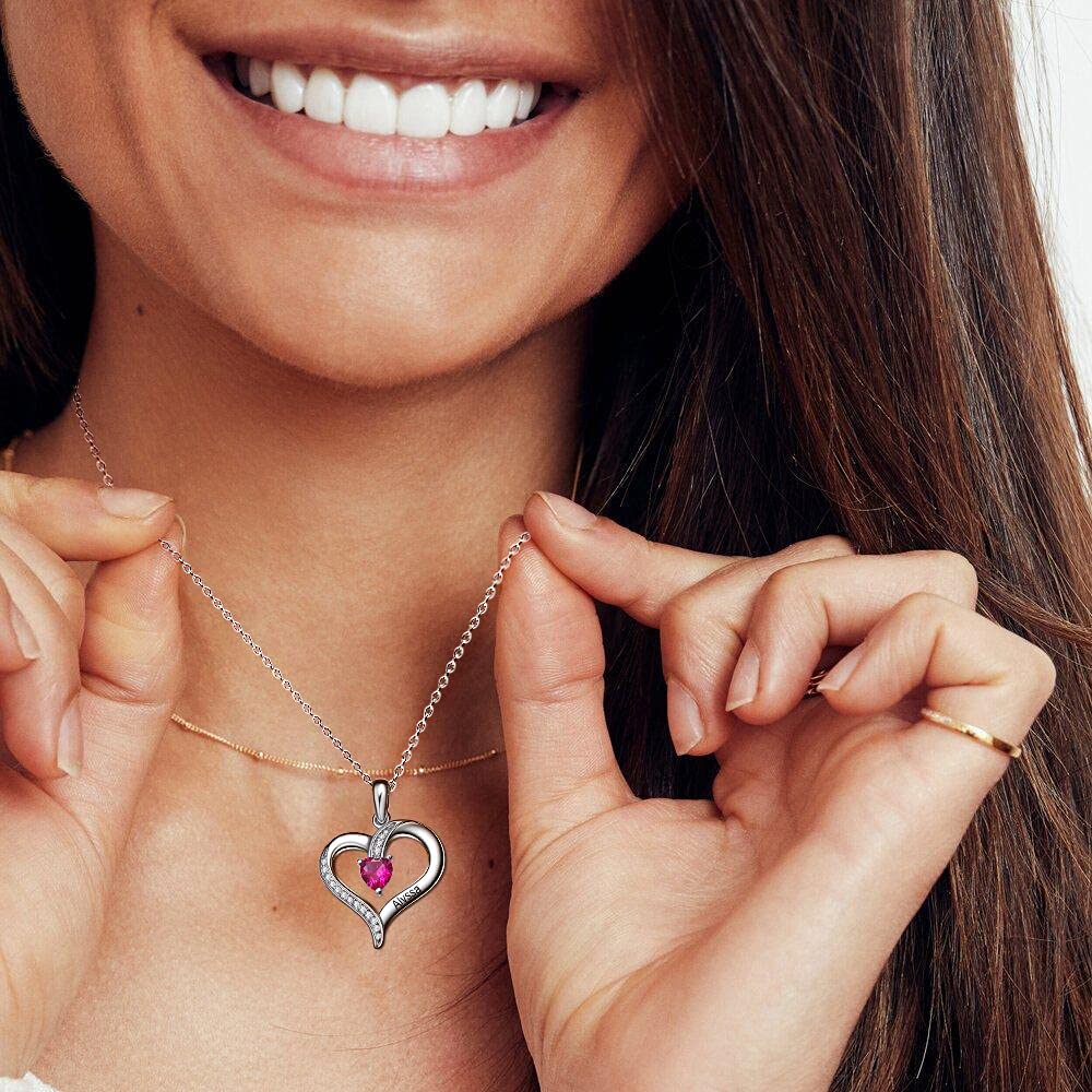  LOUISA SECRET Love Heart Birthstone Necklaces for Women, 925  Sterling Silver Women Pendant Necklace, Mother's Day Birthday Anniversary  Christmas Jewelry Gift for Woman Mother Mom Wife Her Girlfriend Girl :  Clothing