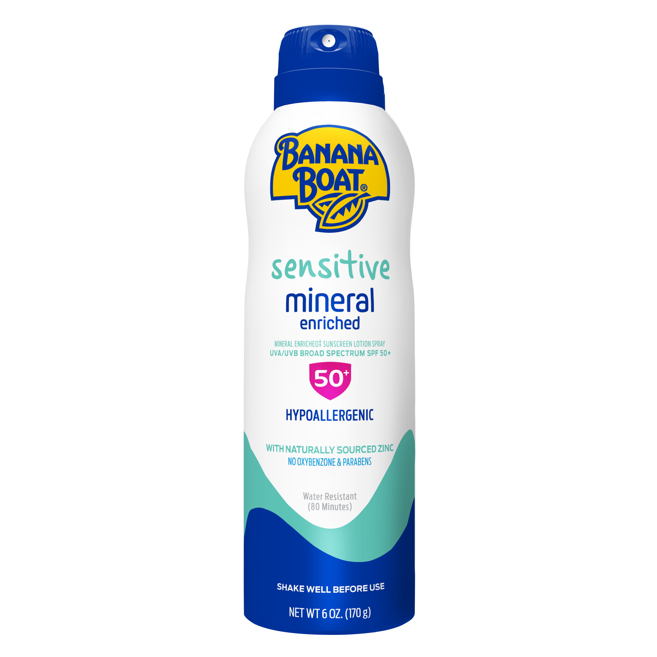 Banana Boat Sensitive Mineral Enriched 50 SPF Sunscreen Spray, 6 Oz, No Oxybenzone & Parabins - image 2 of 9