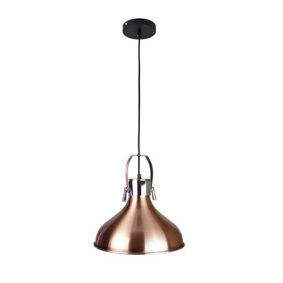 EQLight EQPPCC12 12 x 12 in. Yatzil 1-Light Bronze Bell Pendant with Chrome Elements