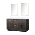 thumbnail image 3 of Abbey 60 in W Brown Oak Double Vanity, White Quartz Top and 28 in Mirrors, 3 of 6