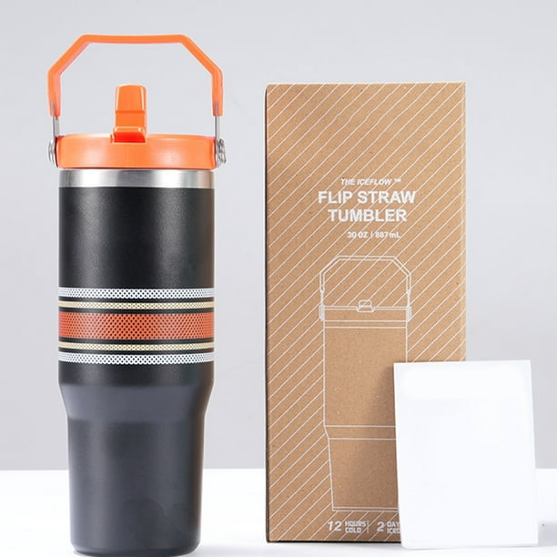 Stanley Quencher H2.0 Vaso de Coche Flowstate aislado al vacío Nuevo en acero inoxidable de gran capacidad Aislamiento térmico Hielo portátil con asa para agua, té helado o café 30oz