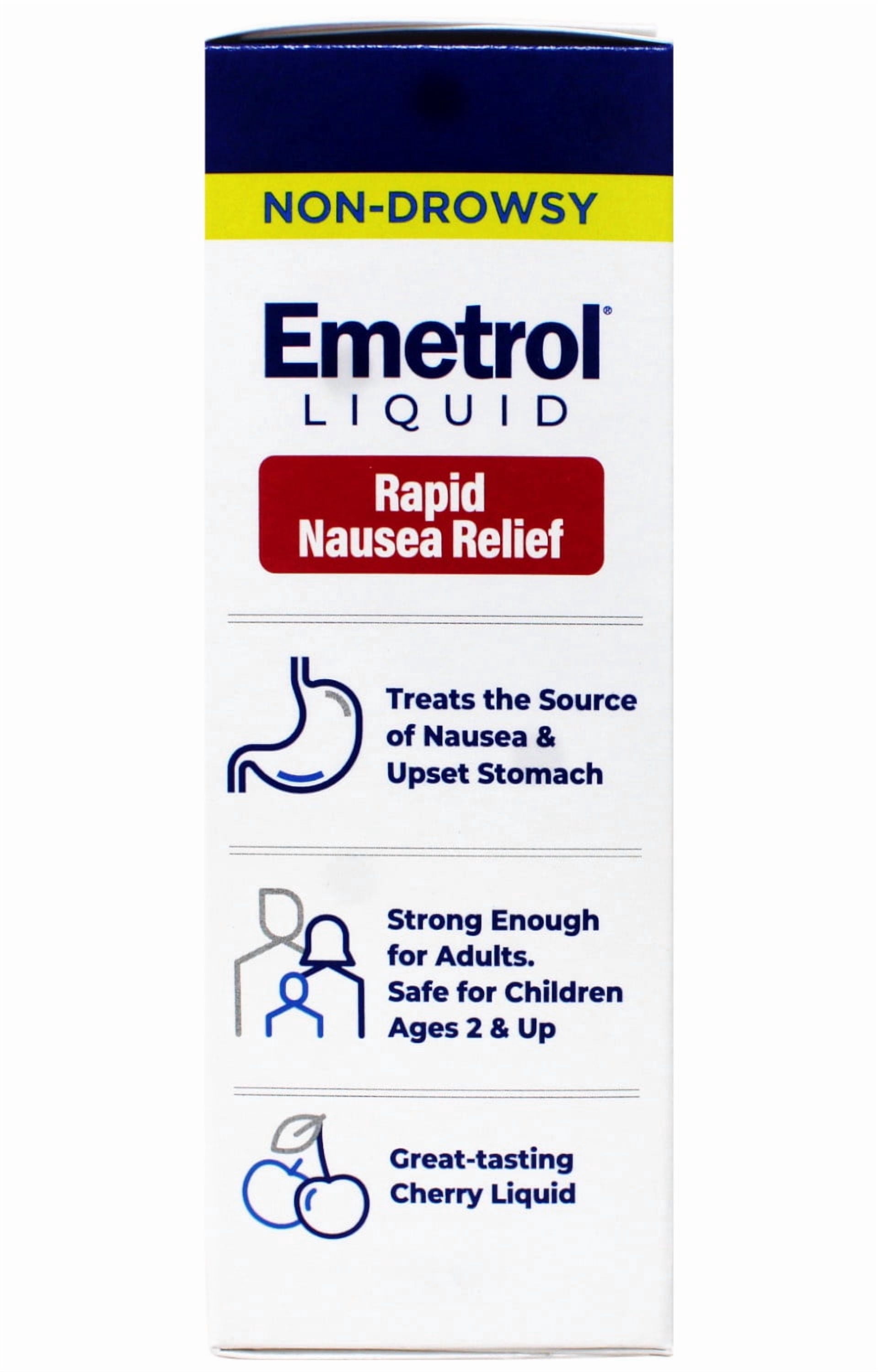 Emetrol Nausea and Upset Stomach Relief Liquid Medication, Cherry Flavor, 4 FL OZ