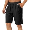 thumbnail image 3 of Bcfgryg Men's Linen Summer Breathable Five Shorts Cargo Shorts Men Black L, 3 of 3