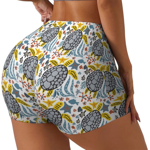 Fotbe Sea Turtle Shorts Sin Costuras – Shorts Deportivos de Cintura Alta para Mujer, Elásticos para Gimnasio, Yoga, Running o Ciclismo-Large