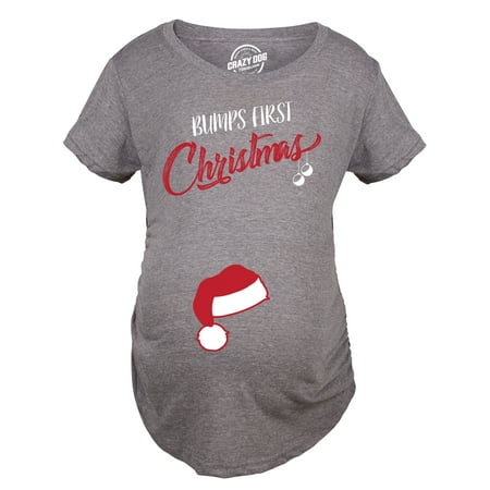 Bumps First Christmas Maternity Shirt Funny Holiday Party Tee For Pregnant