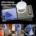 thumbnail image 3 of Magnetic for Samsung Galaxy Z Flip 7 PU Leather Case, Compatible with Magsafe, Built-in Invisible Stand, Premium Ultra Slim Adjustable Kickstand Protective Phone Case for Galaxy Z Flip 7, Gray, 3 of 9