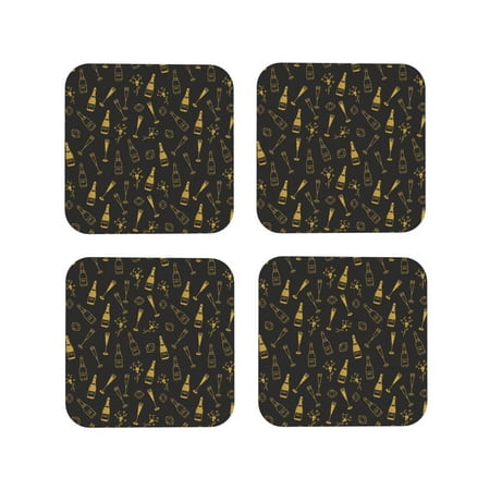 

Fuzoiu Bottles Print Leather Coasters Set Drink Coasters Set of 4 for Tabletop Protection Durable PVC Coasters Home Décor and Housewarming Gift-Square