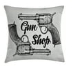 Western Decor Throw Pillow Cushion Cover, Modern Western Movies Cowboy Texas Times Sketchy Two Guns Pistols Image, Decorative Square Accent Pillow Case, 20 X 20 Inches, Black and White, by Ambesonne
