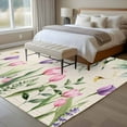 thumbnail image 4 of Pink Tulips Area Rugs 8'x10', Washable Small Throw Rugs for Living Room Patio, Spring Floral Green Eucalyptus Leaves Rustic Indoor Outdoor Rug Non-Slip Low Pile Carpet Runner Reversible Floor Mats, 4 of 8
