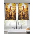 thumbnail image 2 of Gnome with Sheer Curtains 45 inches Long 2 Panels Set Yellow Sunflowers Oil Painting Tiers Sheers Rod Pocket Small Window Short Curtains for Kitchen Cafe, Each 52" W x 45" L, 2 of 7