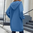 thumbnail image 4 of Long Hoodies for Women Zip Up Fleece Oversized Long Sleeve Sweatshirt Winter Warmy Hoodie Dress with Pockets, 4 of 5