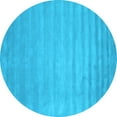 thumbnail image 1 of Ahgly Company Indoor Round Abstract Light Blue Contemporary Area Rugs, 3' Round, 1 of 4