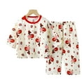 thumbnail image 2 of bbymog Girls' Pajama Sets 2 Piece Long Sleeve Button Down Shirts and Elastic Waist Pants Set Fall Baby Boy Outfit Cute Girls Pajamas Size 1-14 Red 5 Years, 2 of 3