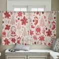 thumbnail image 4 of Red Christmas Sheer Curtains 54 Inches Length 2 Panels Set, Window Sheer Curtains for Living Room/Bedroom, Xmas Poinsettia Tree Snowflake Rustic Light Filtering Rod Pocket Curtain 52'' x 54'' x 2, 4 of 7