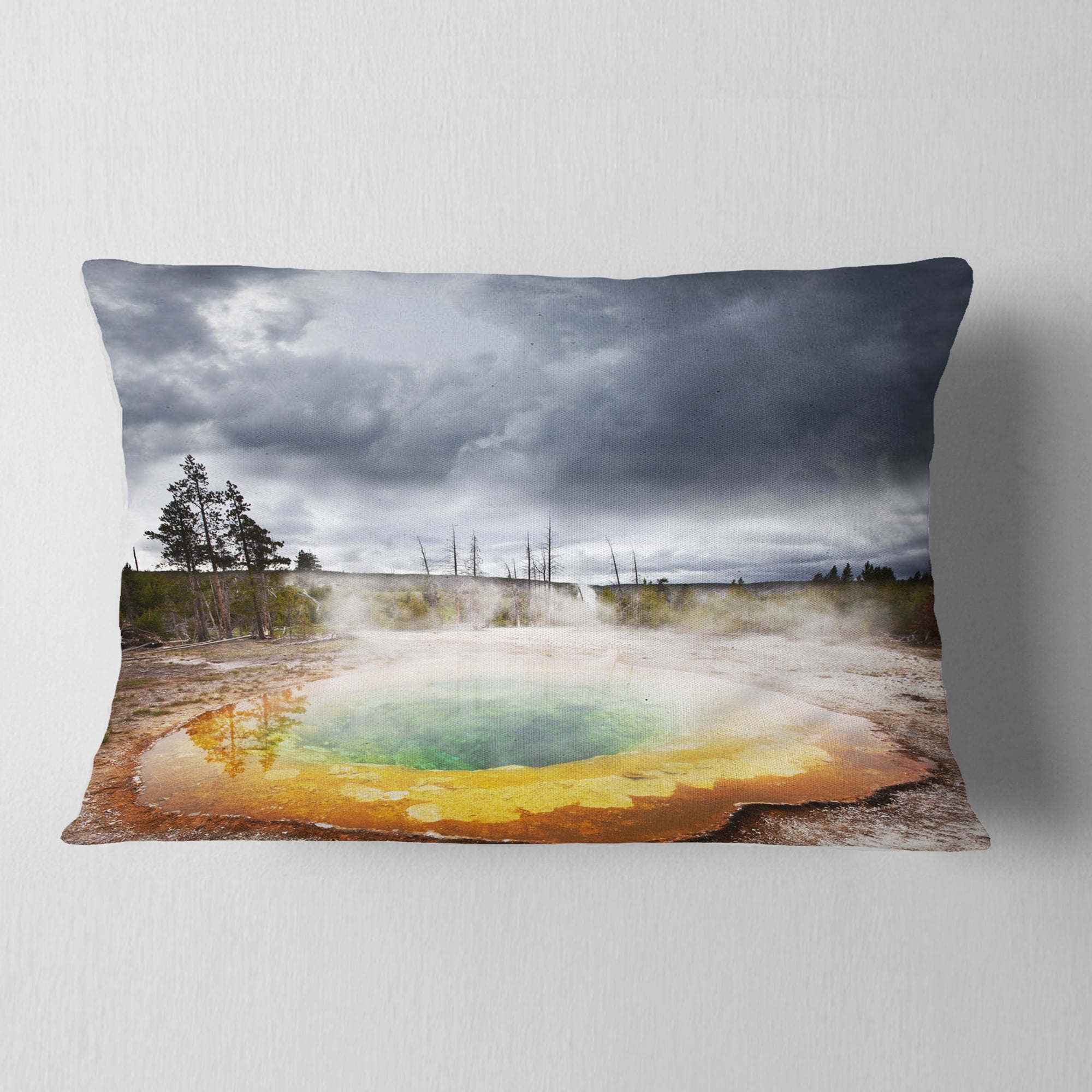 Designart Fantastic Morning Glory Pool - Landscape Printed Throw Pillow - 12x20