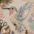 thumbnail image 4 of Beginner-Friendly 3D Patchwork Bird DIY Craft Kit, Floral Textile Bird Art Making Kit, Perfect Handcraft Gift for Adults Hobbyists Autumn Harvest Hummingbird, 4 of 7