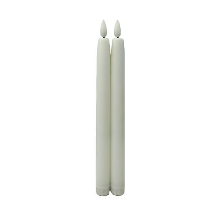 Mainstays Plastic Flameless LED Taper Candles with Wax Coating, White, 11", 2 Count