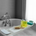 thumbnail image 5 of Expandable Drain Bath Shelf Caddy Tray, Multifunctional Plastic Bathtub Tray Bathroom Organizer Simple Stylish Bathtub Storage Rack for Candle Towel, Book, Wine, Phone, Shower -white, 5 of 5